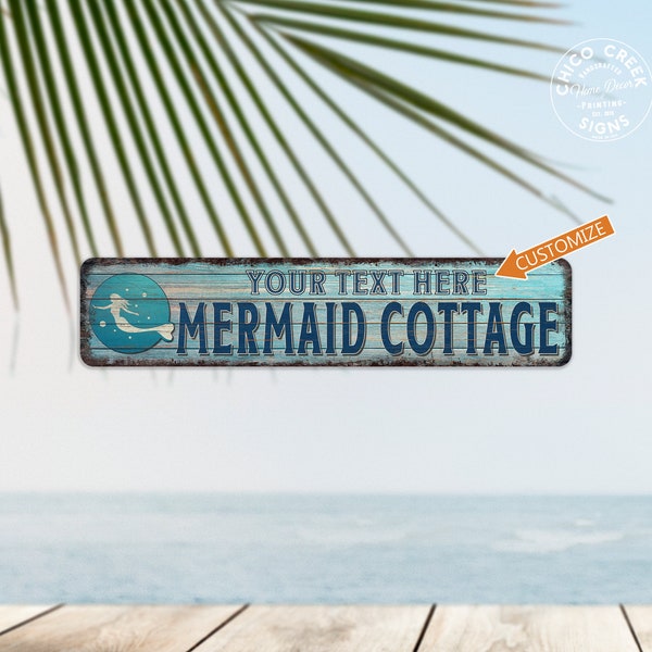 Custom Beach House Decor Sign, Mermaid Cottage, Beach Theme, Poolside Paradise, Welcome, Family Room Gift Sign, Nautical Art 104182002063