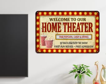 Home Theater Sign, Movie Theater Sign, Home Theater Decor, Movie Room, Theater Sign, Theater Gifts, Movie Lover, Home Wall Art, Movie Night