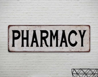 Pharmacy Sign, Vintage Looking Reproduction Decor, Pharmacist, Druggist, Apothecary, Doctors Office 106180041150