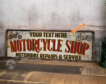 Personalized Motorcycle Shop Garage Sign Mechanic Repair Motorbike Man Cave Decor Street Bike Chopper Hog 106182002008