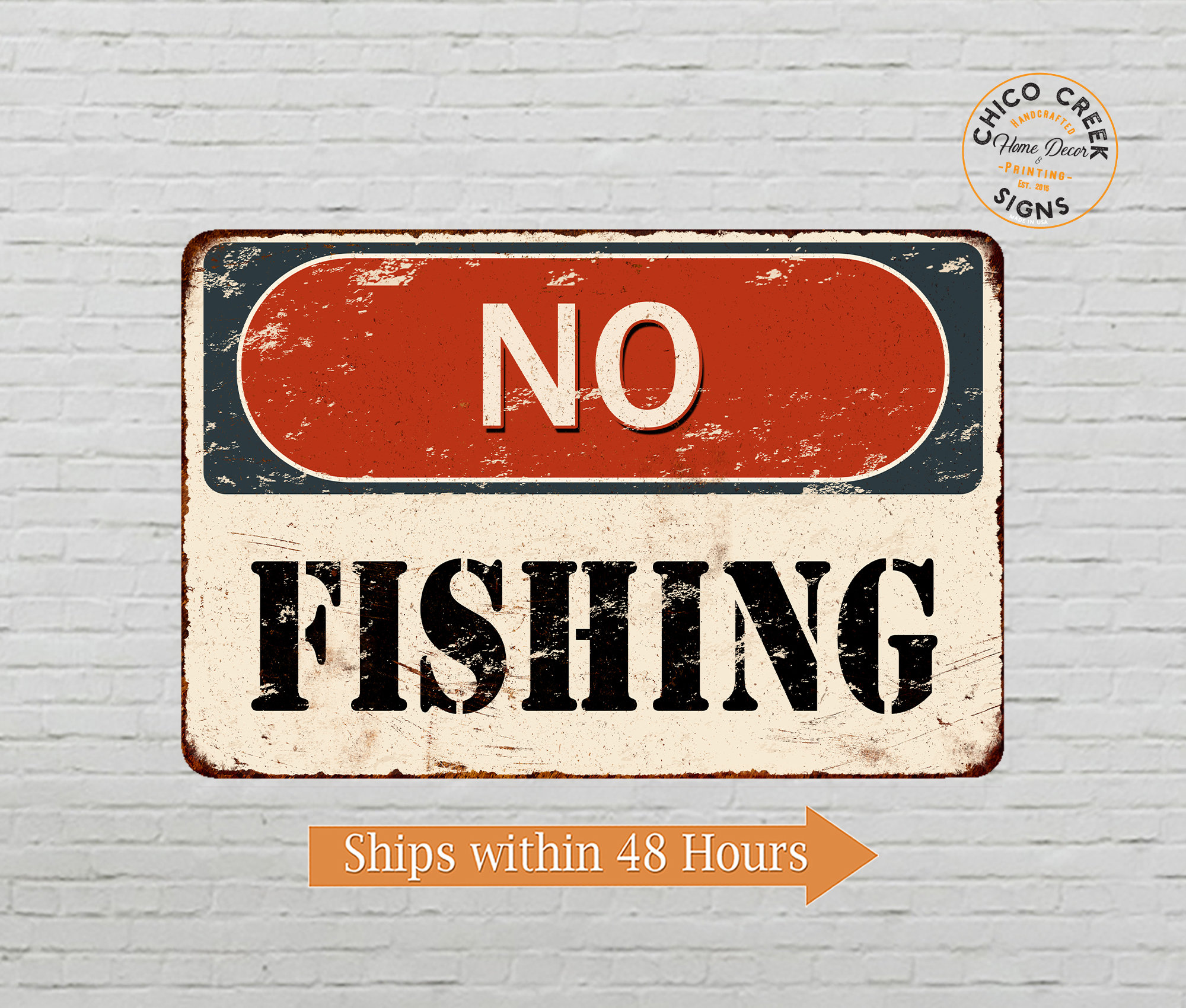 No Fishing Sign, Beware Vintage Looking Reproduction Sign, Lake