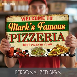 Personalized Pizzeria Sign, Pizza Kitchen Decor, Family Name Sign, Custom Sign, Italian Wall Art, Kitchen Decor, Chef Gift, Pizza Lover