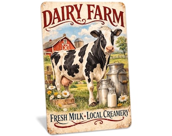 Dairy Farm Sign, Gift For Dairy Farmers, Dairy Farming, Fresh Milk, Barn Wall Art, Rustic Farm Decor, Cow Farm Sign, Farm Stand Sign, Cows