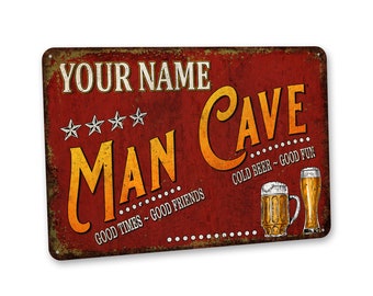 Personalized Man Cave Sign, Man Cave Gifts, Man Cave Decor, Gift For Him, Fathers Day Gift, Custom Sign, Housewarming Gift, Metal Wall Art