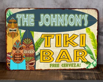 Custom Tiki Bar Sign for Home Bar, Restaurant Sign, Tiki Decor, Tiki Bar Wall Art, Tiki Bar Decor, Custom Metal Sign, Custom Bar Sign