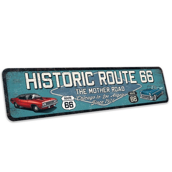 Historic Route 66 Sign, Garage Decor, Route 66 Sign, Vintage