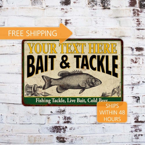 Beer & Bait Fishing Bait Retro Box Tackle Fish Rustic Metal Decor Sign 