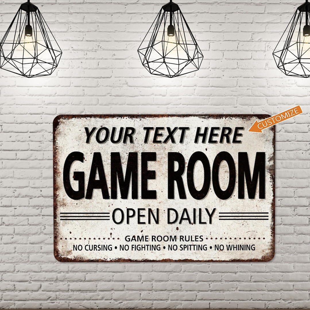 Custom Game Room Sign Family Room Decor Rec Room Sign Card Room Pool