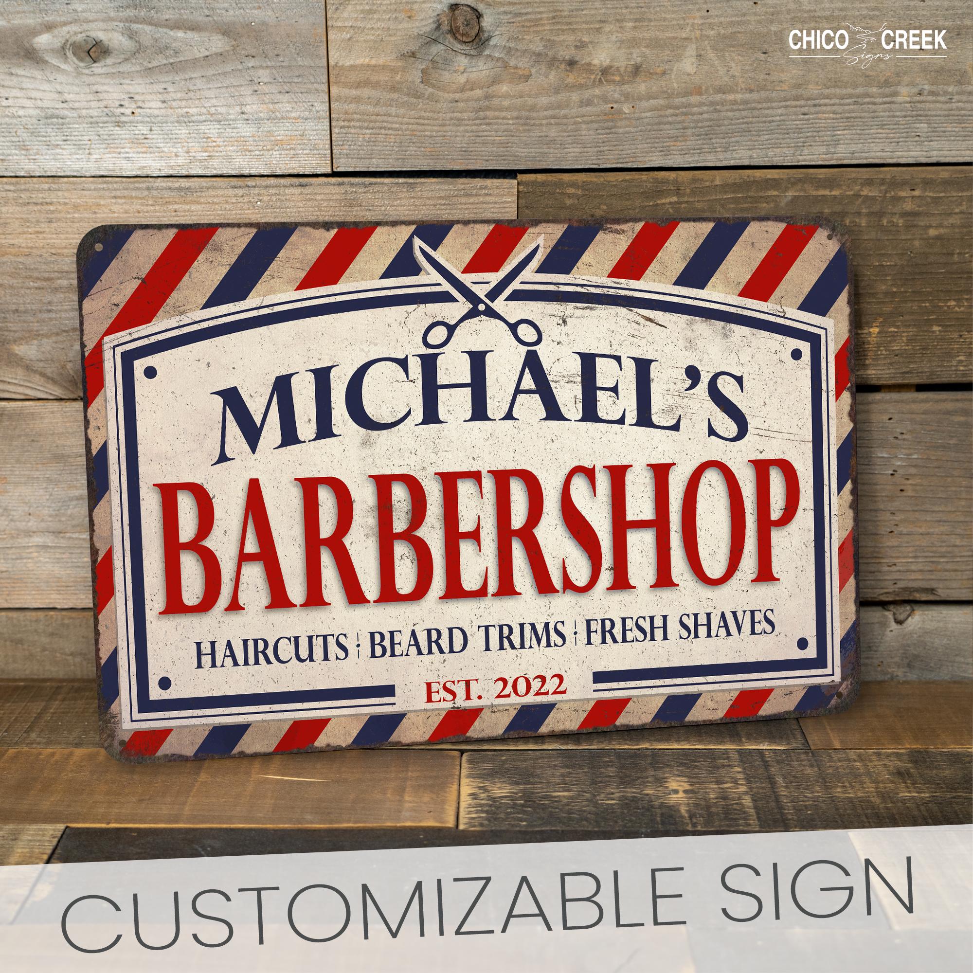 Personalized Barber Shop Sign, Haircut, Beard, Barbershop Decor, Custom ...