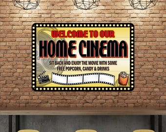 Home Cinema Sign, Movie Room Sign, Movie Theater Sign, Cinema Decor, Cinema Sign, Theater Gifts, Movie Lover, Home Wall Art, Movie Night