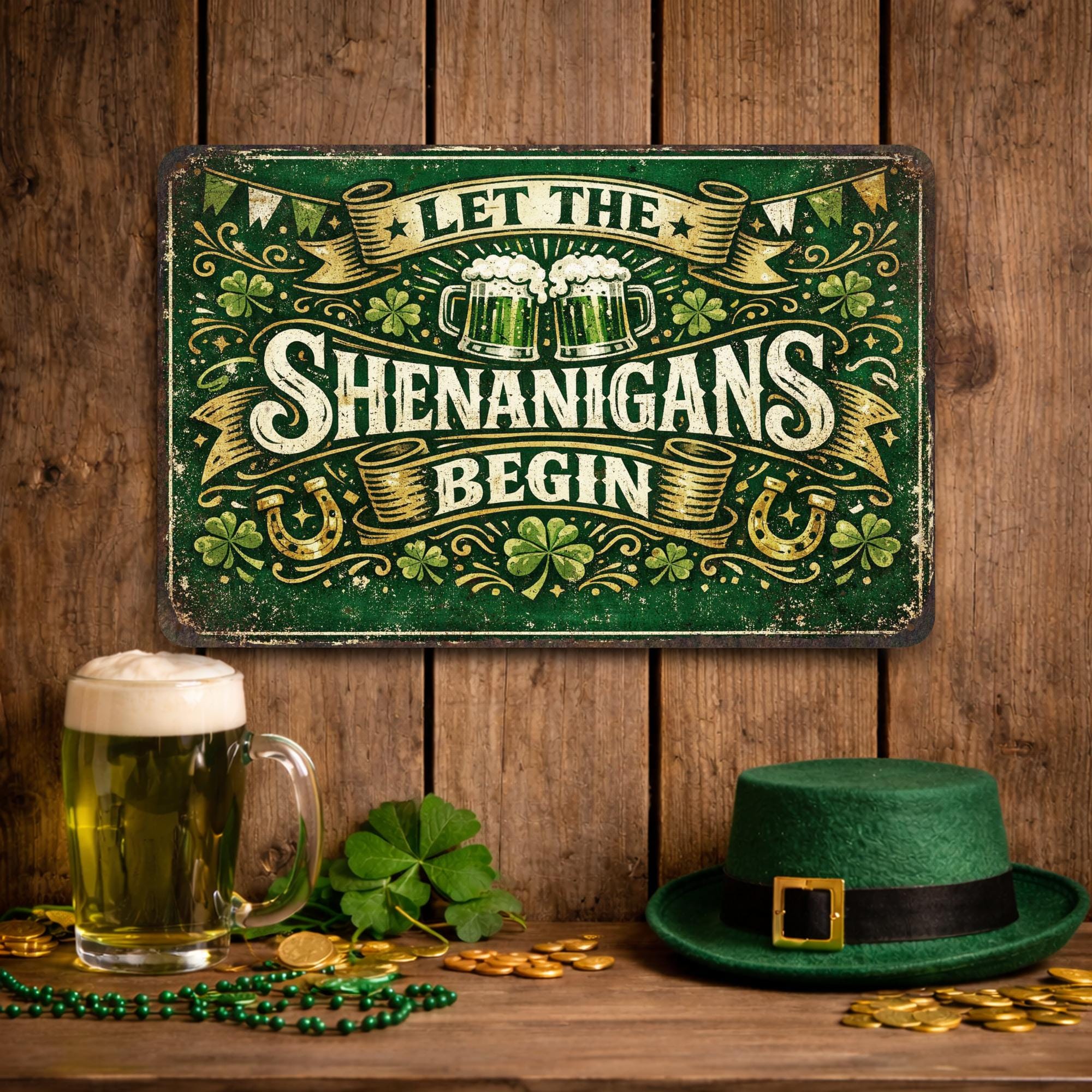 Fun Irish Signs Shenanigans Sign, Irish Wall Decor, Funny Irish Sign, Pub Wall Decor ...