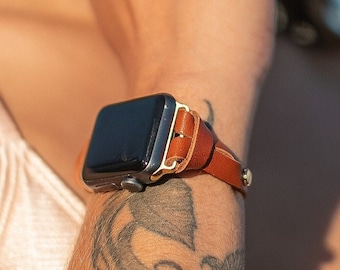 Slim Leather Apple Watch Band Women Style Strap 38mm 40mm 41mm 42mm 44mm  45mm Brown Watch Strap Classy Minimalist Smart Watch Armband - Etsy