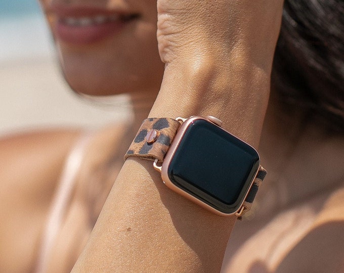 Women's Bracelet Leopard Print Apple Watch Strap Leather Band 38mm 40mm 41mm 42mm 44mm 45mm Dressy iWatch Bracelet Business Casual Wear Band