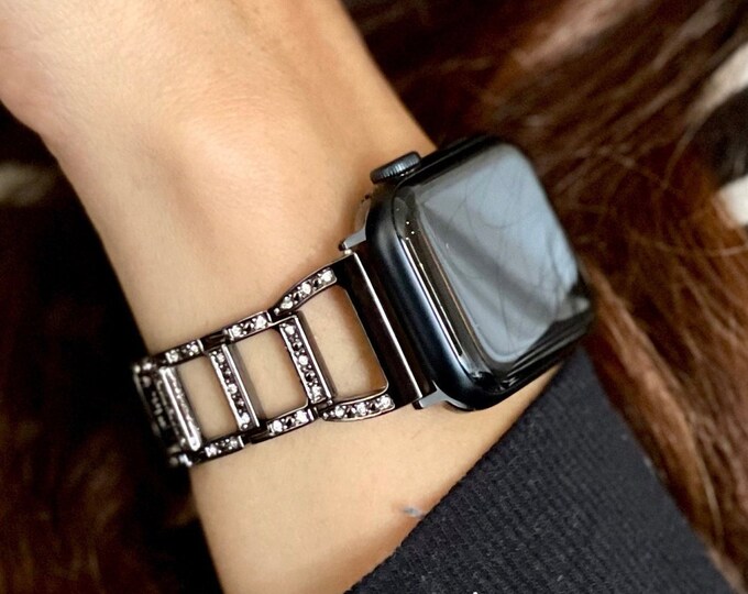 Black Apple Watch Band Charm Bracelet Adjustable Links