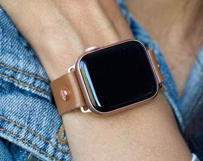 Vegan Eco Friendly Apple Watch Band Formal Wear Light Brown Color Replacement iWatch Strap Bracelet Watchband Accessory
