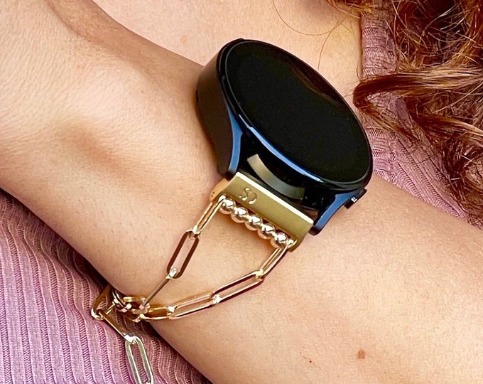 14K Gold Filled Samsung Galaxy Watch Active 40mm Band Galaxy 42mm Paperclip Chain Bracelet Samsung Galaxy Watch Active 2 40mm Active2 44mm