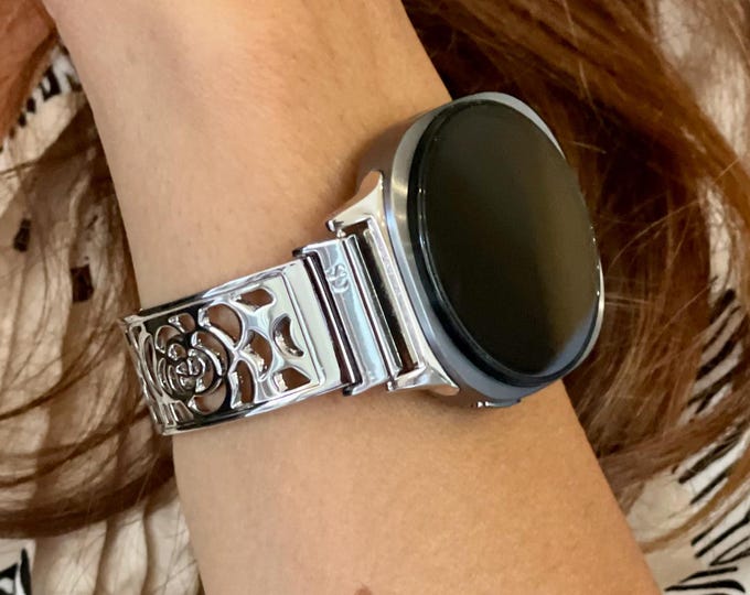 Silver Samsung Galaxy Watch 8 Band, Adjustable Links Charm Bracelet for Galaxy Watch 8 & Classic, Smartwatch Bengal Strap, Handmade Jewelry