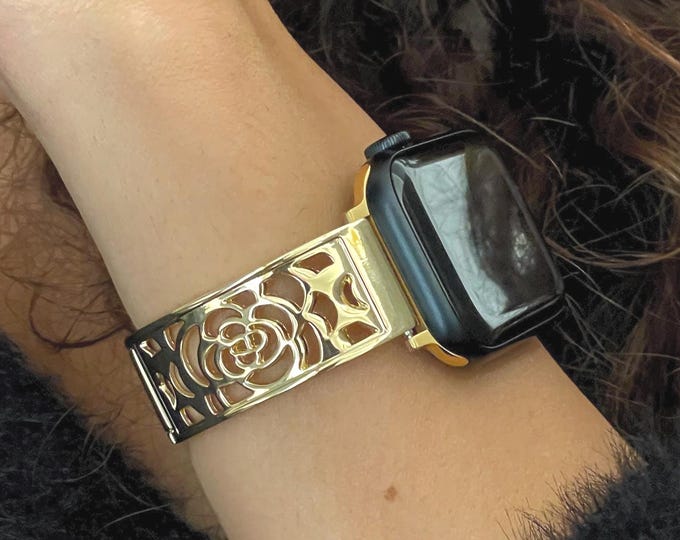 Apple Watch Band: Gold Metal Strap Bracelet Adjustable Links Bangle Jewelry