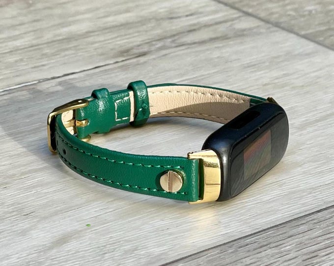 Fitbit Luxe Band: Slim Leather Strap with Gold Accents