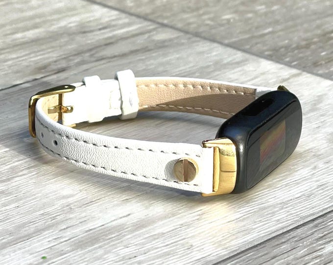 Fitbit Inspire 3 Band Slim Leather Strap Smart Watch Bracelet Adjustable Style Feminine Replacement Smartwatch Band Elegant Minimalist Strap