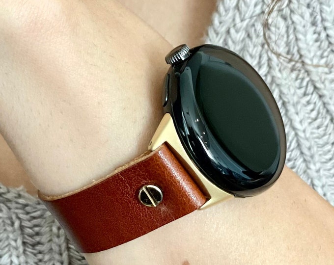 Google Pixel Watch Band Italian Brown Leather Strap, Google Watch Bracelet, Pixel Watch Strap Classic Wrap Band, Soft Leather Watch Strap