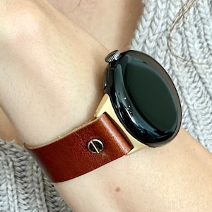 Google Pixel Watch Band Italian Brown Leather Strap, Google Watch Bracelet, Pixel Watch Strap Classic Wrap Band, Soft Leather Watch Strap