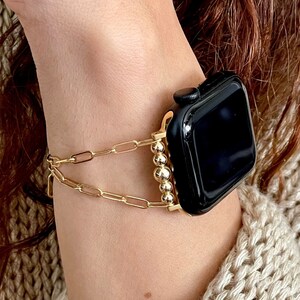 14K Gold Filled Paperclip Chain Apple Watch Band Bracelet, Dainty Women Strap Jewelry