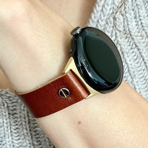 Handmade Italian Leather Google Pixel Watch Band: Classic Brown Strap