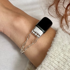 Handgemachte Paperclip-Kette aus Sterlingsilber mit Fitbit Luxe Band