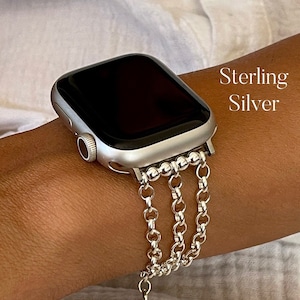 Apple Watch Band for Women 925 Sterling Silver Apple Watch Band Jewelry 38mm 40mm 41mm 42mm 44mm 45mm 49mm Apple Watch Band 8/7/6 Strap Band