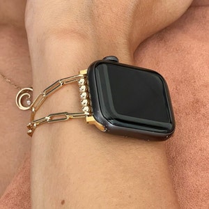 Apple Watch Band - Luxury 14K Gold Filled Bracelet Strap for Women - Chic iWatch Armband - Perfect Gift for Her - Compatible Series 1-10/SE