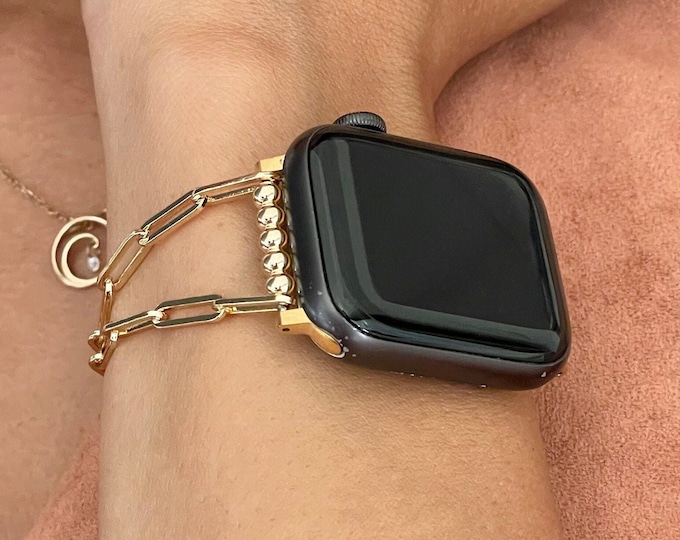Apple Watch Band - Luxury 14K Gold Filled Bracelet Strap for Women - Chic iWatch Armband - Perfect Gift for Her - Compatible Series 1-10/SE