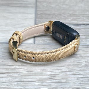 Fitbit Inspire 3 Band: Slim Leather Strap with Gold Accents