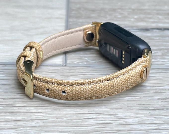 Women Style Fitbit Inspire 3 Band, Slim Strap with Gold Accents, Adjustable Size Bracelet, Gift for Her, Minimalist Style, Colors Available