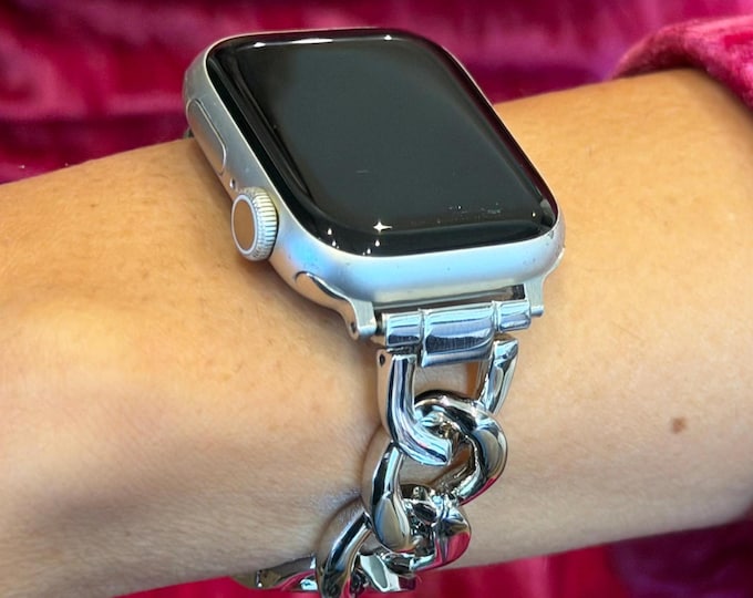 Silver Apple Watch Band 42mm 46mm Ultra 41mm 45mm 40mm 44mm Women Bracelet Strap