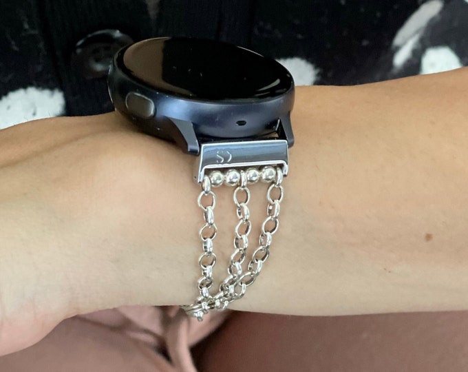 925 Sterling Silver Chain Band Bracelet for Garmin Watch Vivoactive 3, Vivoactive 5, Venu 2 Plus, Venu Sq 2, Vivomove, Approach, Forerunner