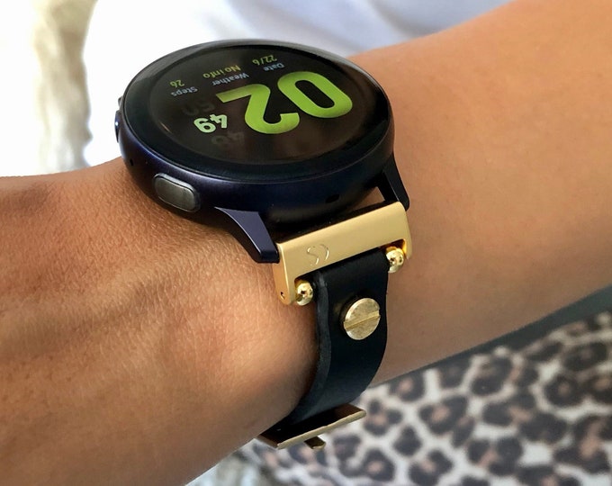Black Samsung Galaxy Watch 6 Bracelet 41mm 44mm Women Watch Band Gold Galaxy Watch 5 Band Leather Strap Slim Galaxy Watch 6 Classic Band