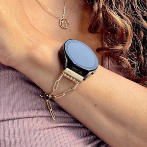 Einzigartiges 14K Gold Fill Paperclip Kettenarmband für Samsung Galaxy Uhr 5-6-7 44 mm 40 mm, Galaxy Watch 5/6/7 Band, Frauen Gold Kettenbügel