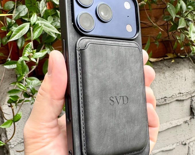 Leather iPhone Case 17 Pro 16 Max 15 Plus Air, Personalized Magnetic Wallet