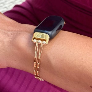 Fitbit Luxe Band, Fitbit Inspire 3 Bracelet, 14K Gold Filled Chain Jewelry, Dainty Women Accessory, Gift for Her