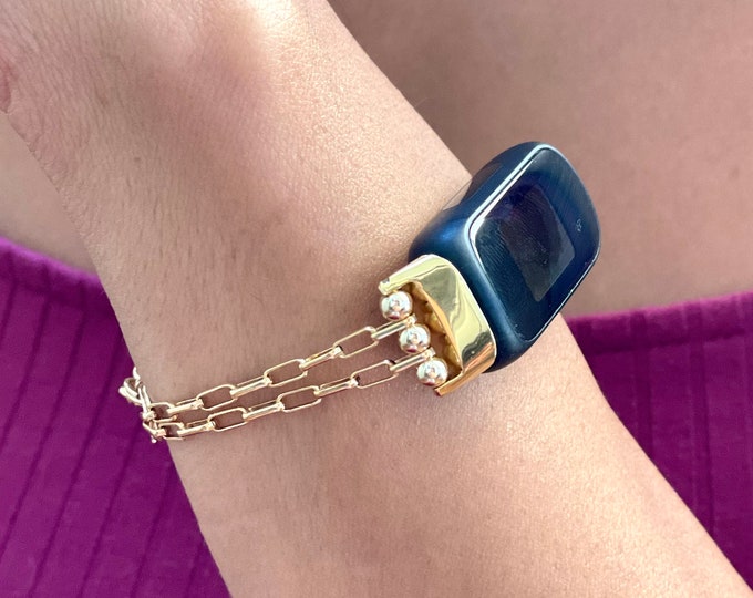 Fitbit Inspire 3 Band, Fitbit Luxe Bracelet, 14K Gold Filled Chain Jewelry, Dainty Women Accessory, Gift for Her