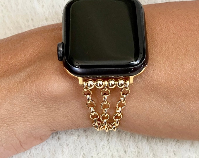Gold Apple Watch Band Women Apple Watch Chain Band 38mm 40mm 41mm 42mm 44mm 45mm 49mm Ultra Apple Watch Strap Apple Watch Bands Bracelet