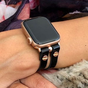 Italian Leather APPLE WATCH BAND Women iWatch Strap Bracelet 38mm 40mm 41mm 42mm 44mm 45mm Rose Gold Smart Watch Bands Wearable Tech Straps