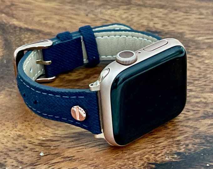 Slim Navy Blue Apple Watch Band, 40mm 41mm 38mm 42mm 44mm 45mm Ultra, Apple Watch Armband, Apple Watch Strap, Women Apple Watch Bracelet,