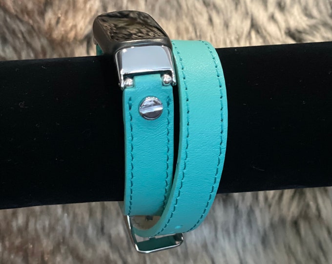 Double Wrap Leather Band for Fitbit Inspire 3 & Fitbit Luxe Activity Trackers, BoHo Style Strap Bracelet, Black, Blue, Brown, Pink, Teal