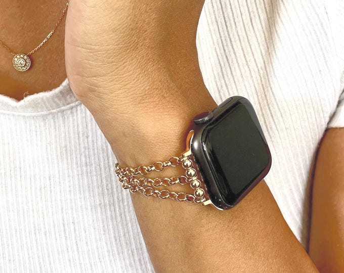 14K Gold Filled Apple Watch Band, Luxury Chain Bracelet for Women