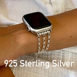Sterling Silver Apple Watch Band: Rolo Chain Bracelet, Women&#39;s Jewelry Strap