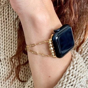 14 kt gold filled Apple Watch-bandje paperclipketting band dames handgemaakte sieraden armband, 38 mm 40 mm 41 mm 42 mm 44 mm 45 mm 46 mm 49 mm ultra