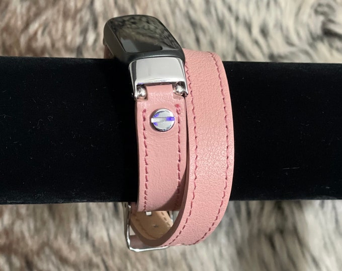 Double Wrap Leather Band for Fitbit Luxe & Fitbit Inspire 3 Activity Trackers, BoHo Style Strap Bracelet, Black, Blue, Brown, Pink, Teal