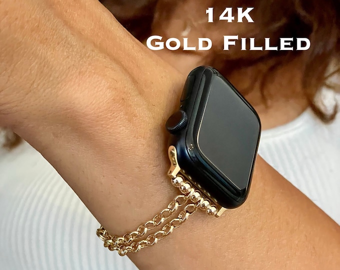 Apple Watch Band - 14K Gold Filled Chain Strap for Women, Dainty Bracelet, High Quality Jewelry Gift For Her, Mother's Day Gift